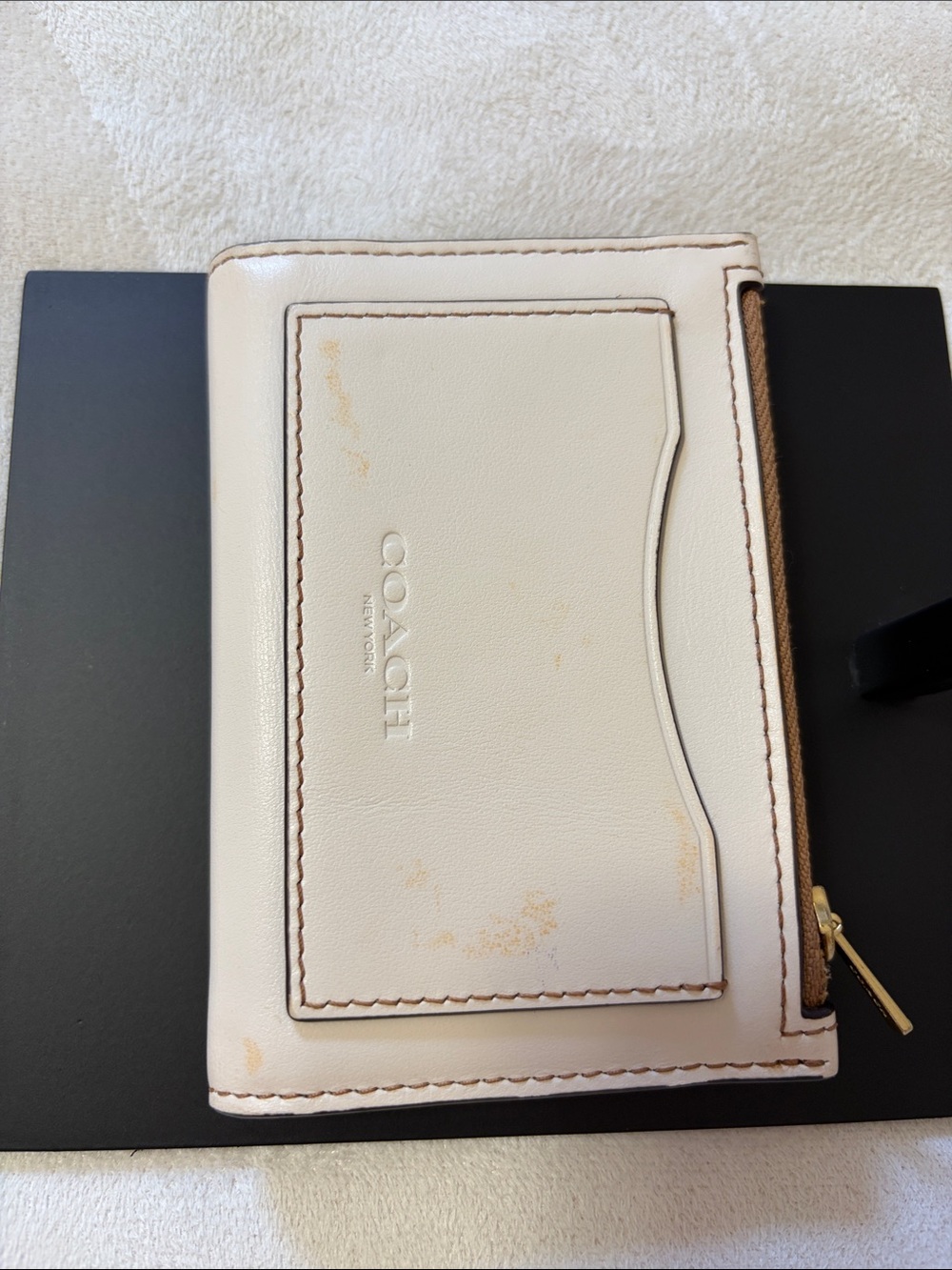 Coach Cream Leather Card Case with Rainbow Skate Logo - Picture 8 of 16
